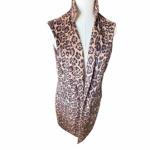 Bagatelle Leopard Print Sleeveless Long Duster Vest Sz Small